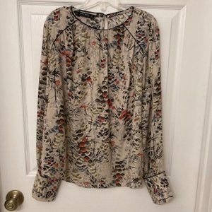 Zara Sheer Floral NWOT Long Sleeve Blouse Size M